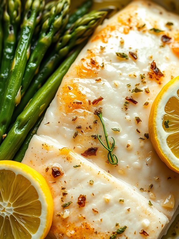 baked cod and asparagus