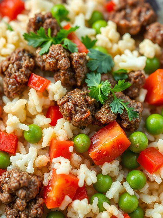 beef with cauliflower rice