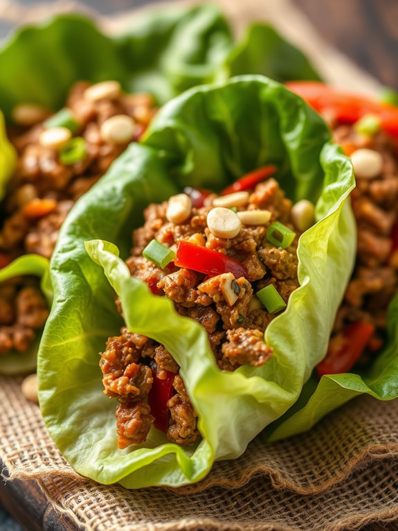 beef wrapped in lettuce
