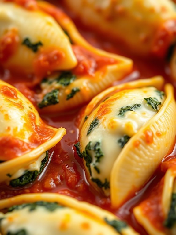 cheesy spinach filled pasta shells