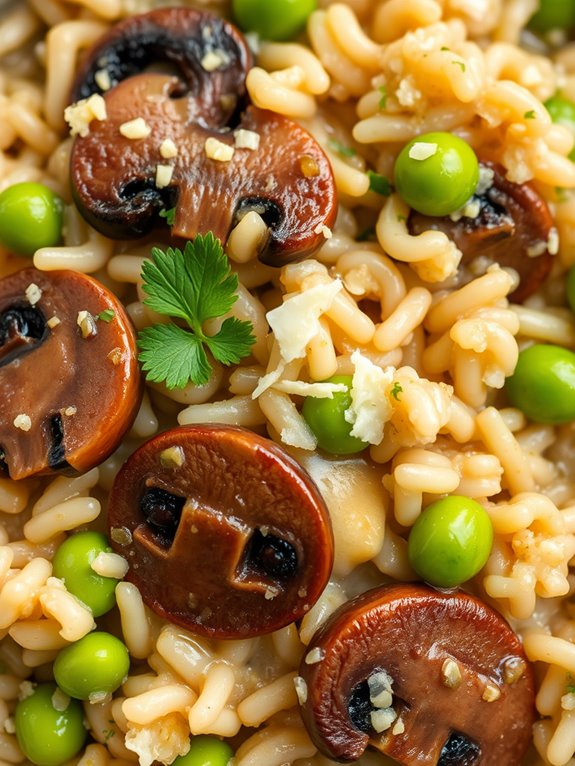 creamy mushroom pea risotto