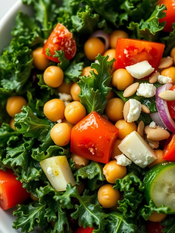 healthy chickpea kale salad