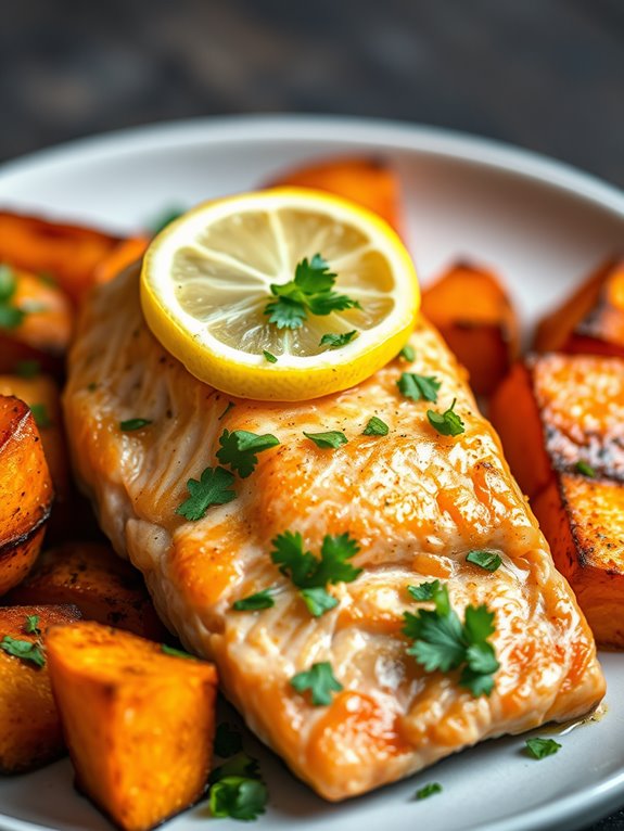 salmon paired with sweet potatoes