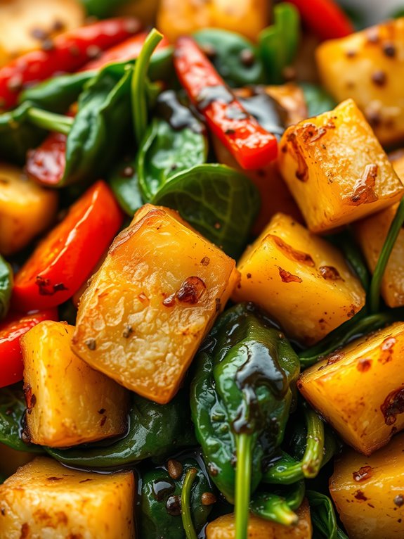 saut ed potatoes with spinach