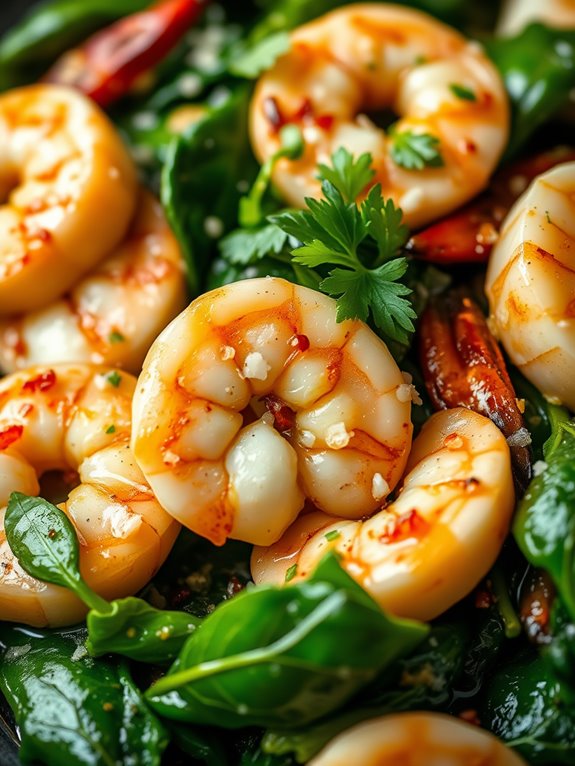 shrimp spinach quick dish