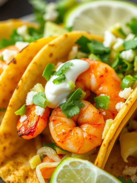 zesty shrimp filled tortillas