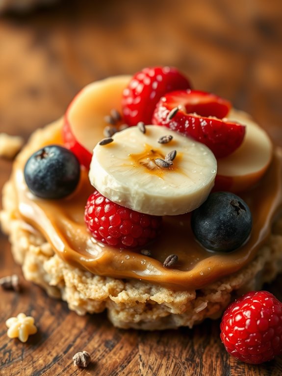 almond butter topped rice cakes