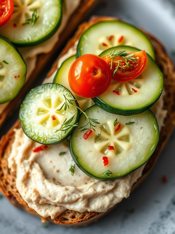 crispy cucumber hummus delight