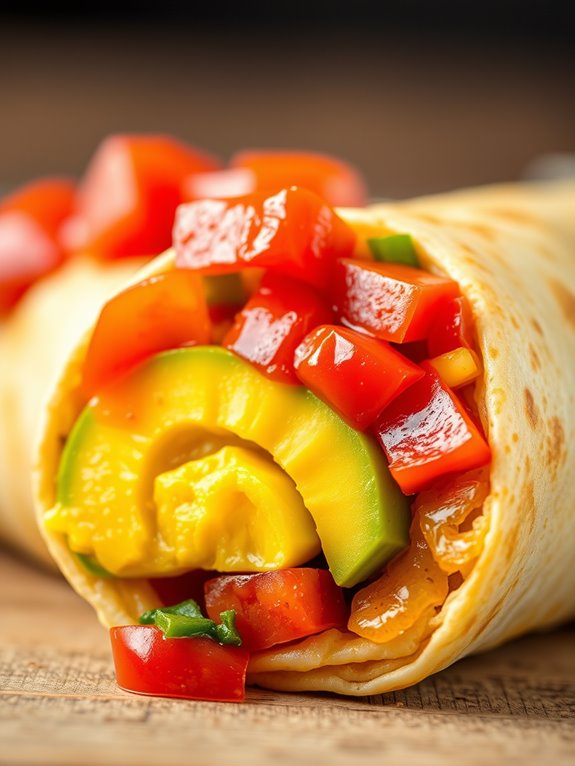 delicious egg filled burrito