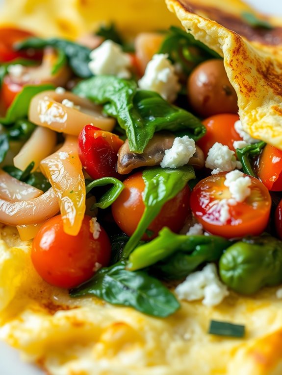 delicious vegetable filled omelet