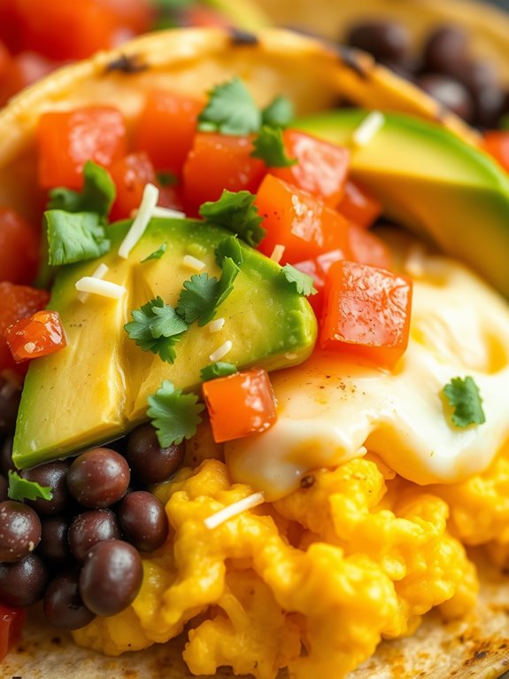 egg and black bean tacos