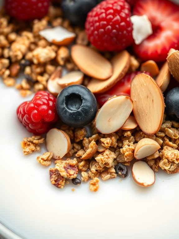 granola with almond milk