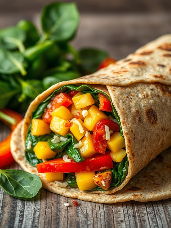 healthy egg spinach wrap