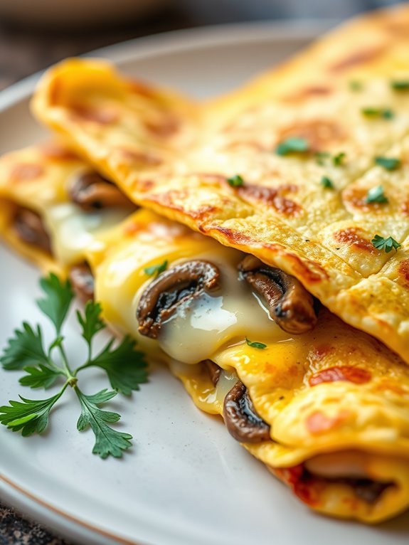 mushroom filled egg dish