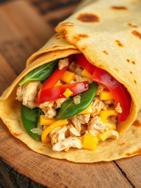 savory chicken cheese wrap