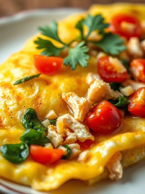 savory chicken filled omelet