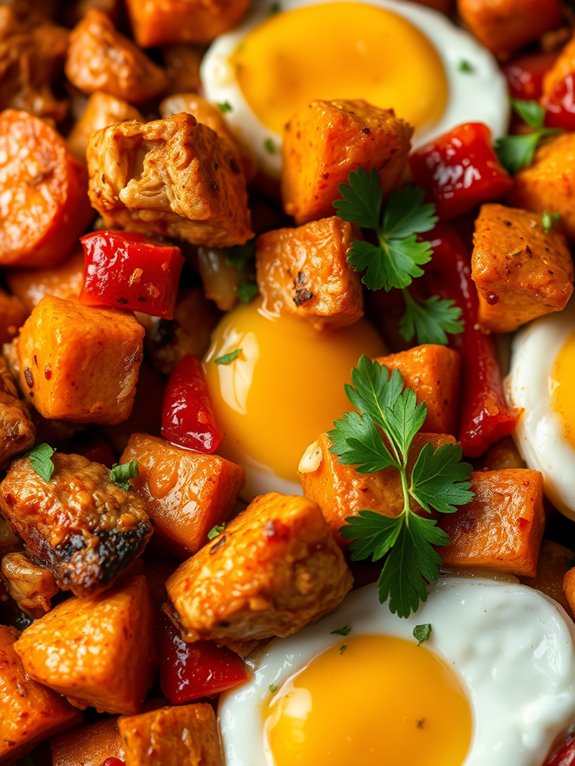 savory chicken sweet potato hash