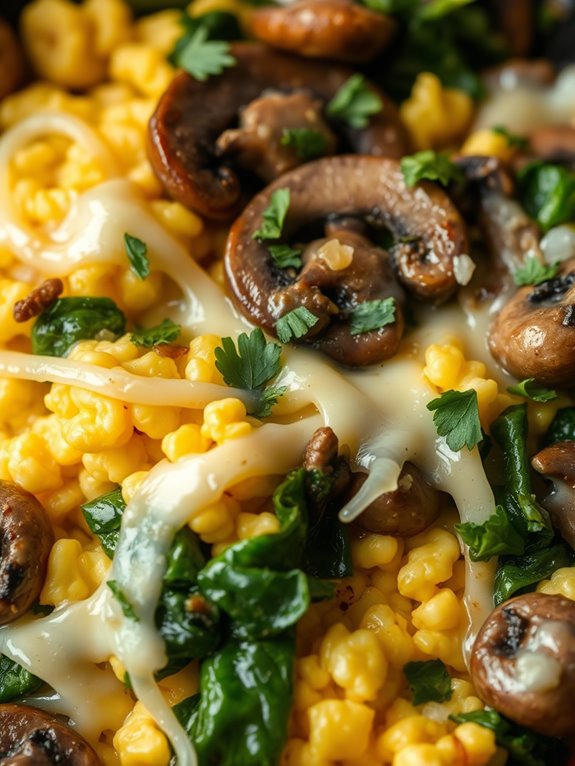 savory mushroom spinach dish