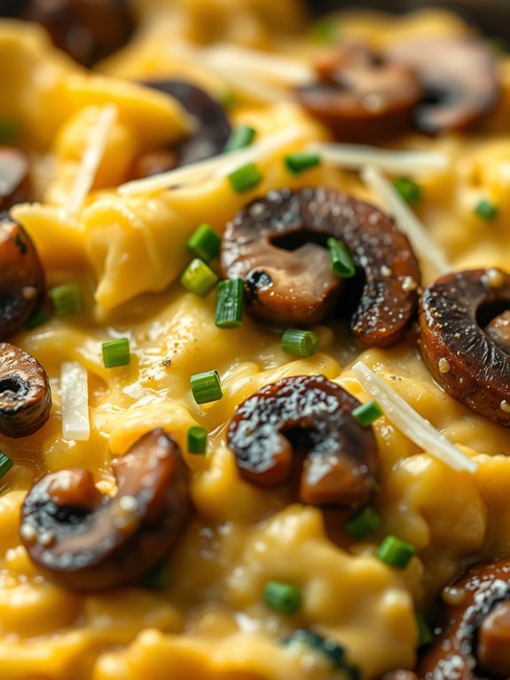 savory mushroom swiss eggs