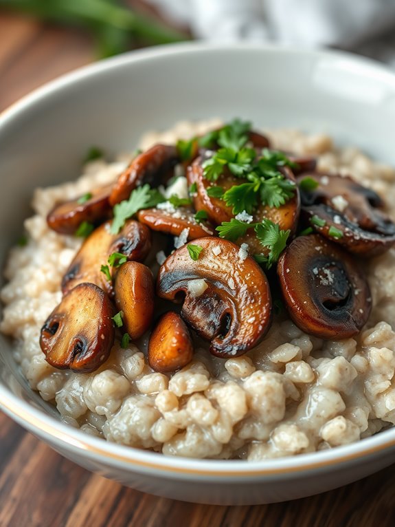 savory oatmeal with mushrooms