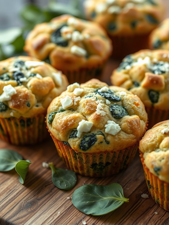 savory spinach feta muffins