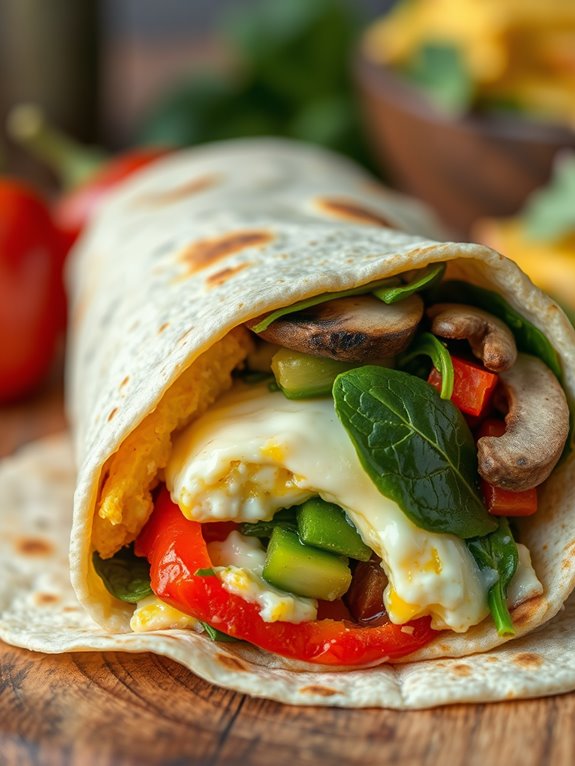 veggie filled omelette wrap