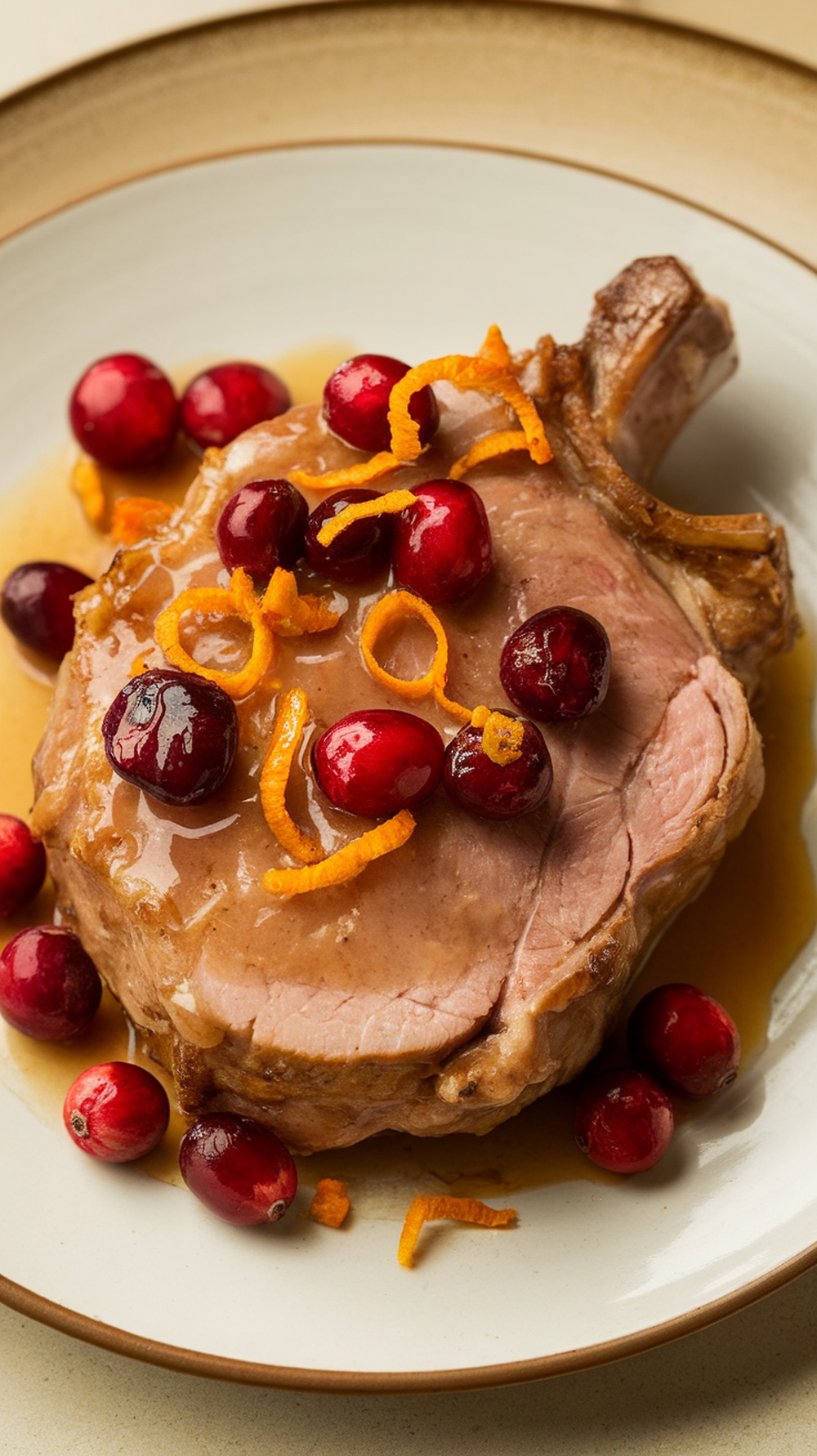 Slow cooker pork chops with cranberry-orange glaze