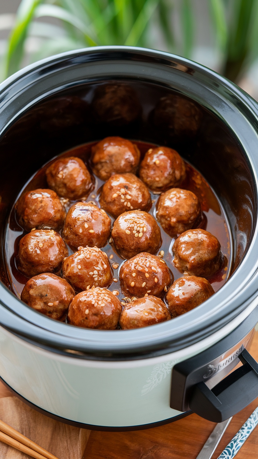 Slow cooker honey garlic glazed meatballs