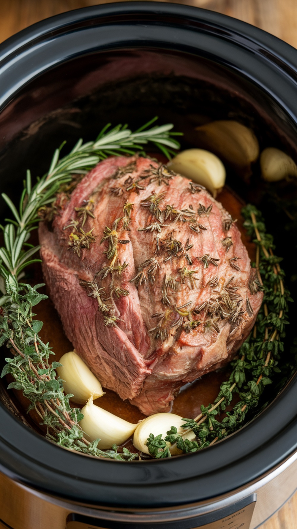 Delicious slow cooker chuck roast with herbs and garlic