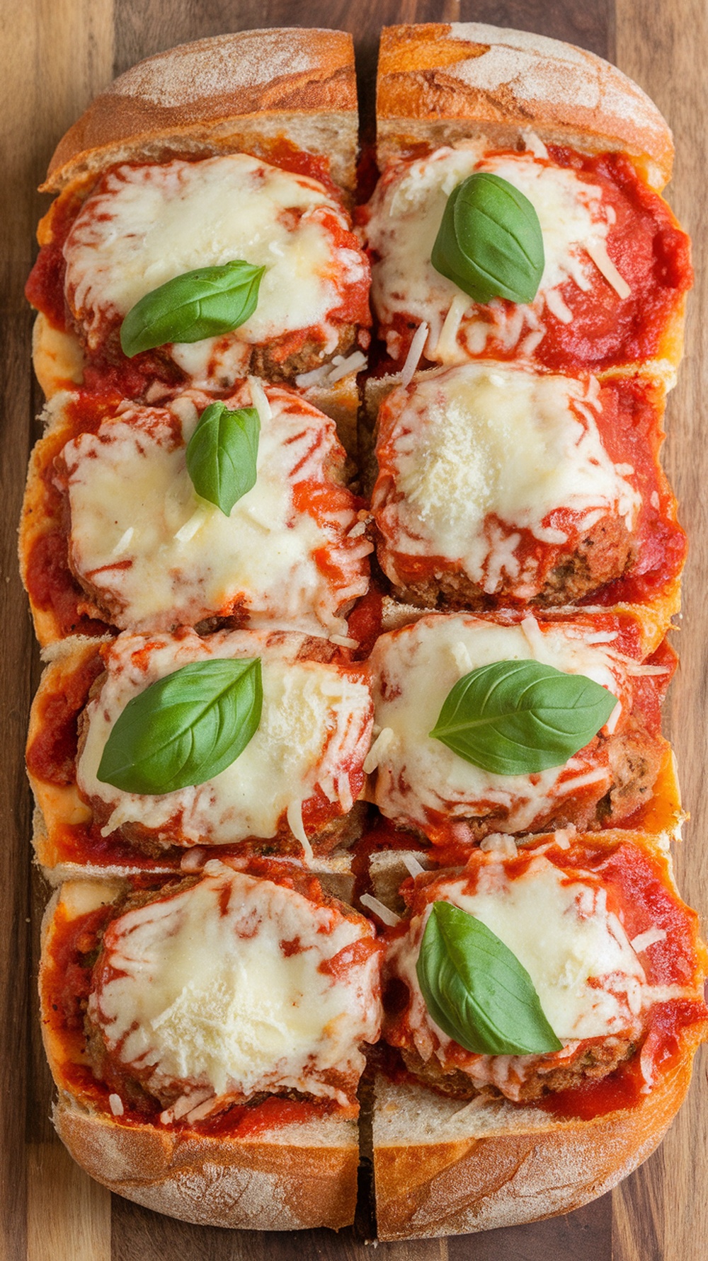 A delicious Italian Meatball Sub Casserole topped with cheese and basil.